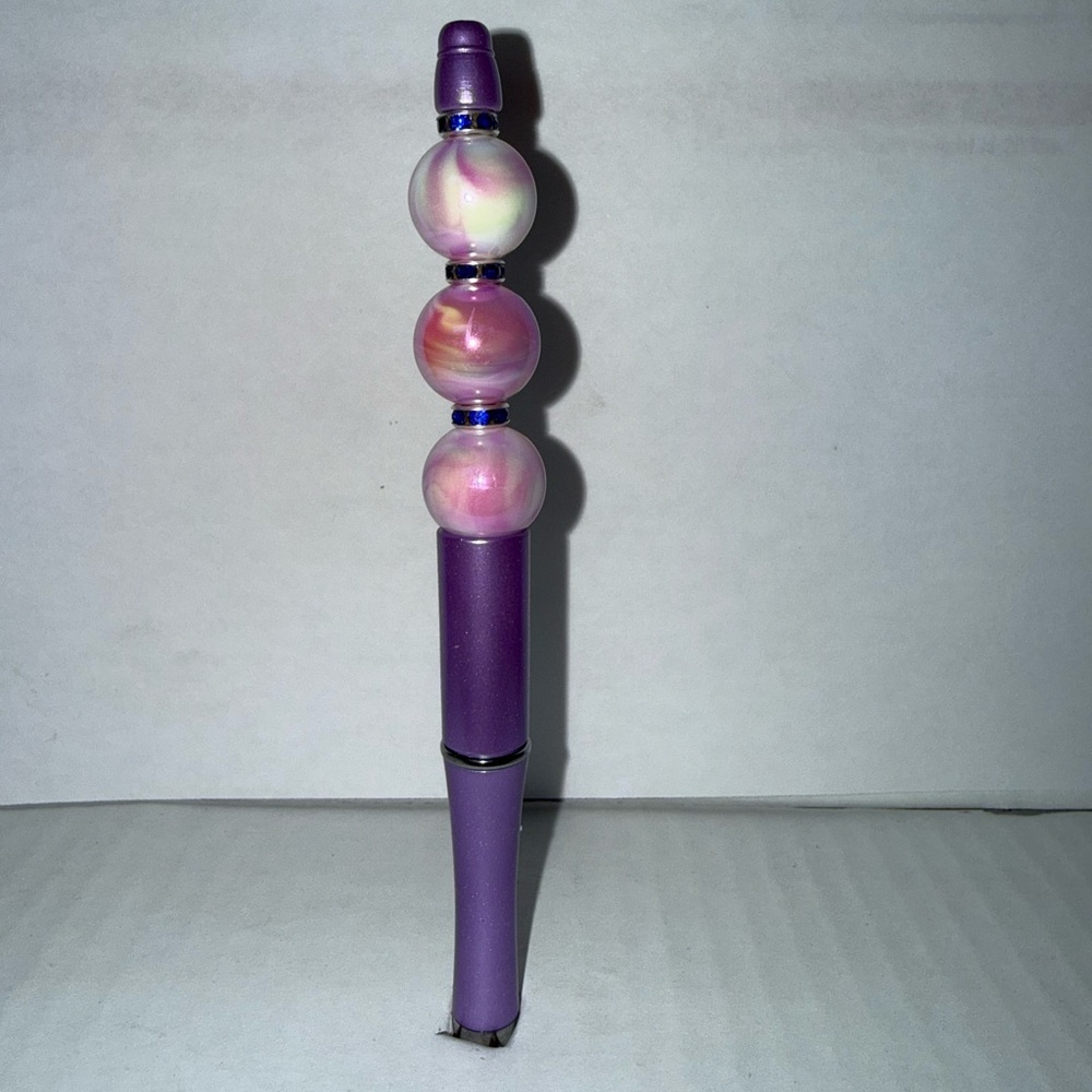 Handmade Beaded Pen- Purple Marble Resin Beads